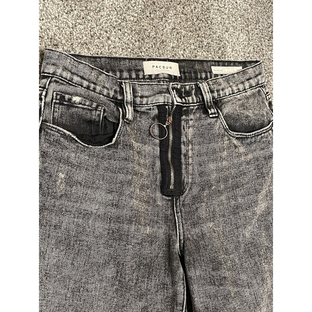 Pacsun Jeans Womens 28 Gray Distressed Fashion Zipper High Rise Grunge Y2K - Picture 3 of 10